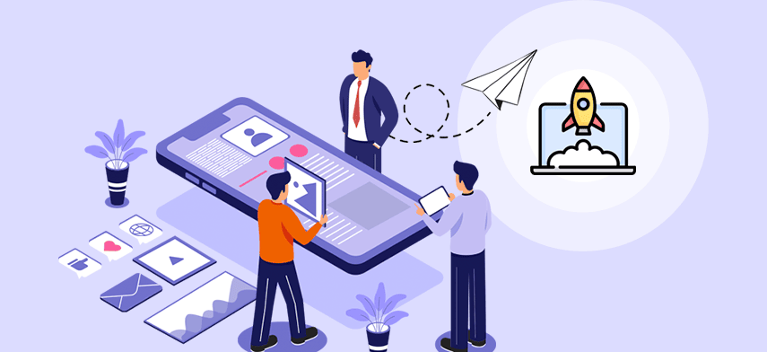 Launch and deployment illustration for digital products